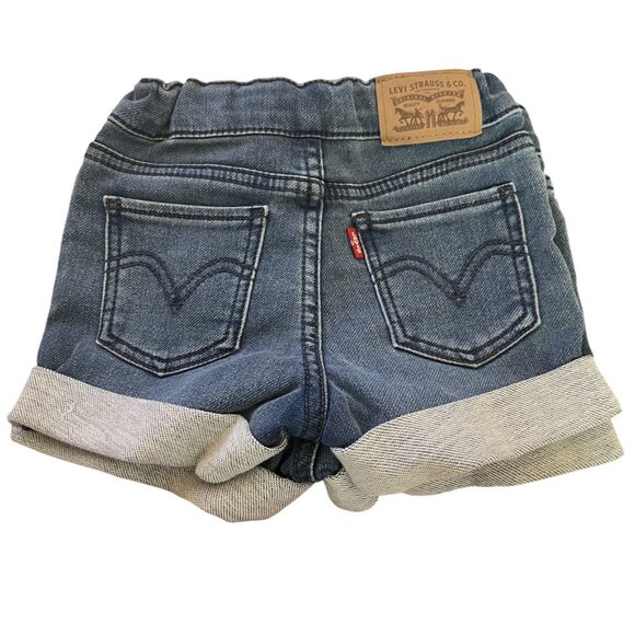 Levis Girlfriend Short Medium Wash Blue Denim Size 3T Adjustable Waist - Picture 1 of 6
